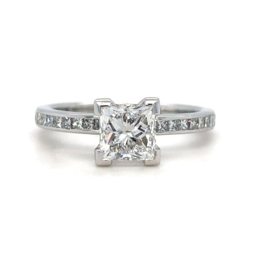 Annie - " 1.5ct " Princess Solitaire in 18k Gold with Channel set Band (Ready) - Prime & Pure