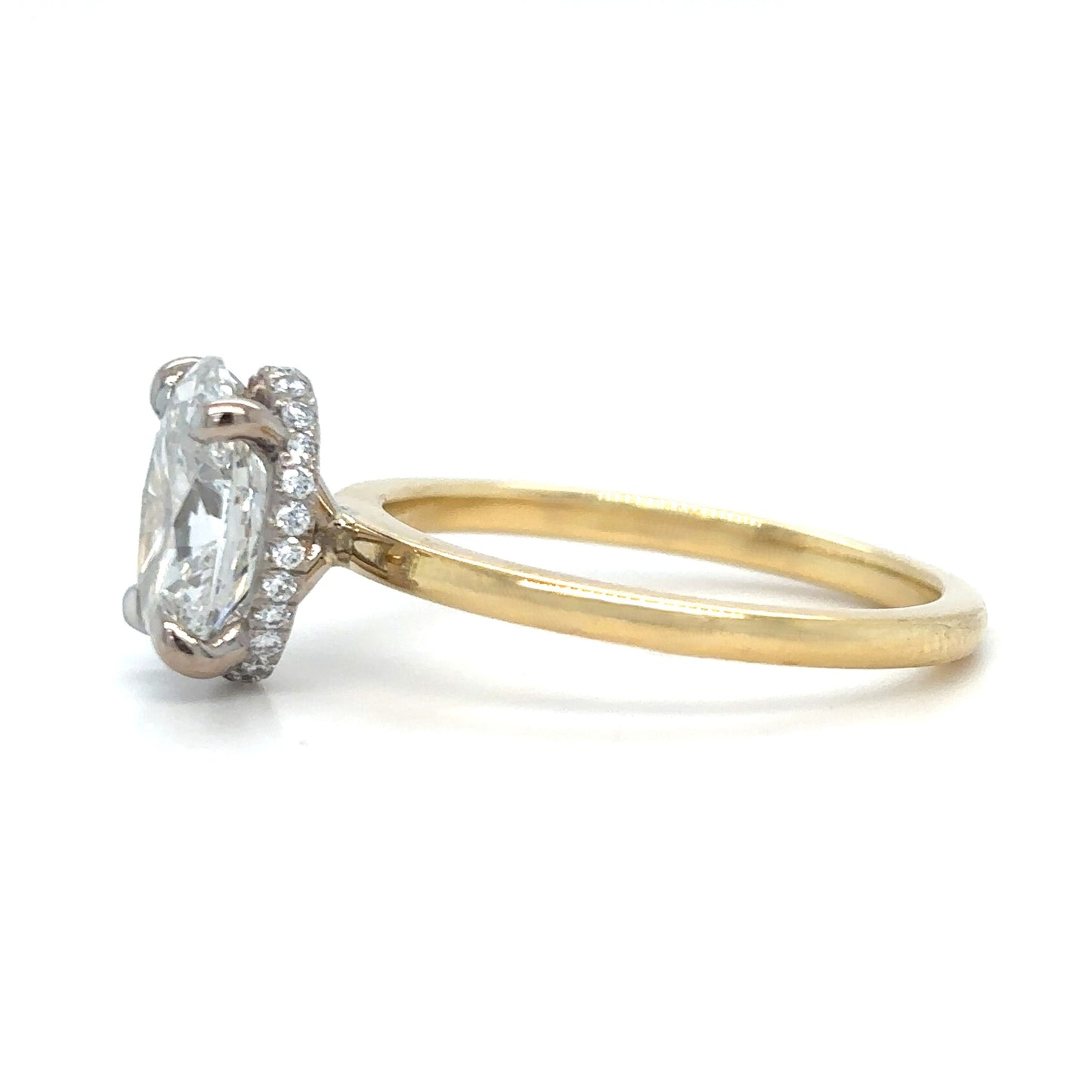 Seya– " 2ct " Oval Solitaire in 18k Gold with Hidden Halo Plain Band (Ready) - Prime & Pure