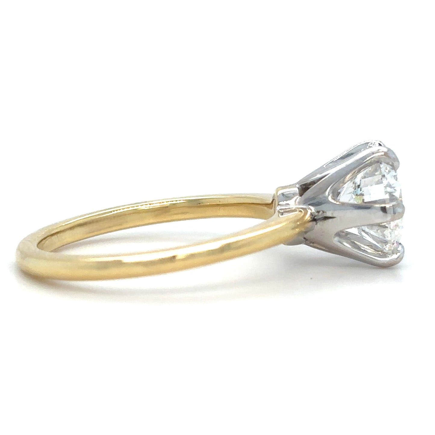 Caroline – " 2.5ct " Round Brilliant Solitaire in 18k Gold 2 Tone with 6 Claw Plain Band (Ready) - Prime & Pure