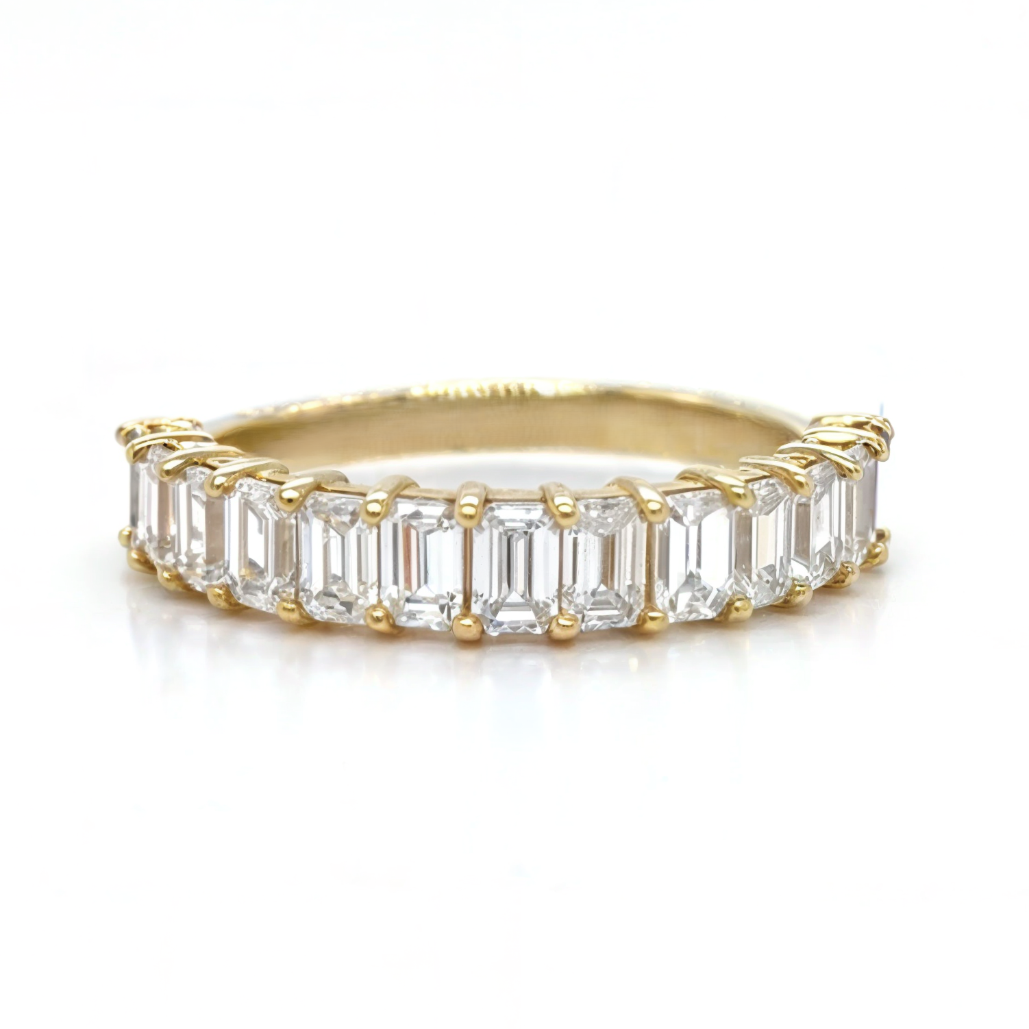 Alexandra - Emerald Basket Set Half Eternity Ring - Prime & Pure