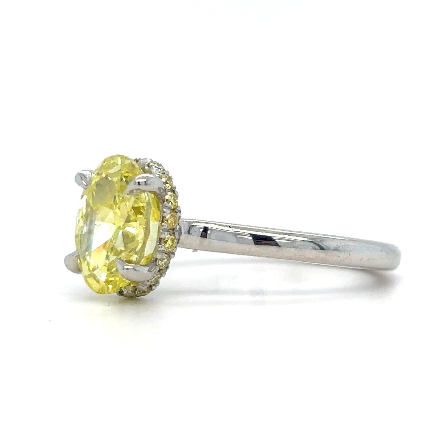 Al'mira – " 2ct " Fancy Yellow Oval Diamond Solitaire in 18k Gold With Hidden Halo (Ready) - Prime & Pure