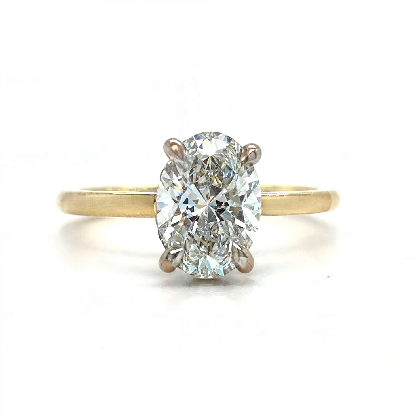 Seya– " 2ct " Oval Solitaire in 18k Gold with Hidden Halo Plain Band (Ready) - Prime & Pure