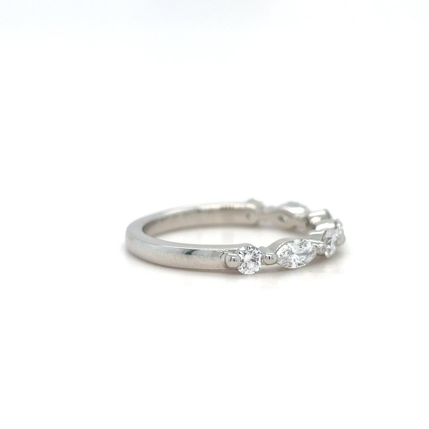 Betty - Round and Marquise Accent Stones Wedding Ring - Prime & Pure