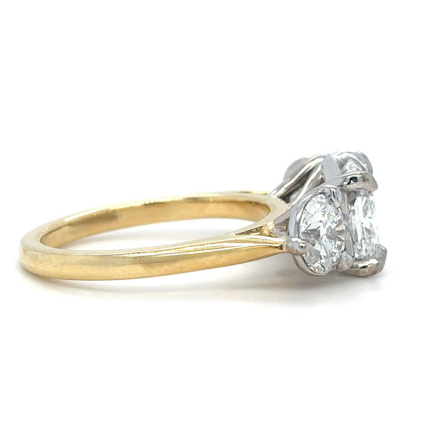 Deborah - " 2.5ct " Horizontal Radiant in 18k Gold with Round Diamonds Trilogy Ring (Ready) - Prime & Pure