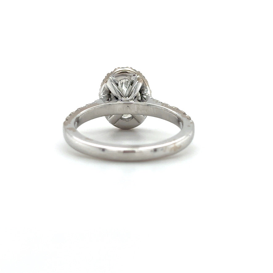 Leah - " 1.5ct " Oval Solitaire in 18k Gold With Halo And Pavé Band (Ready) - Prime & Pure