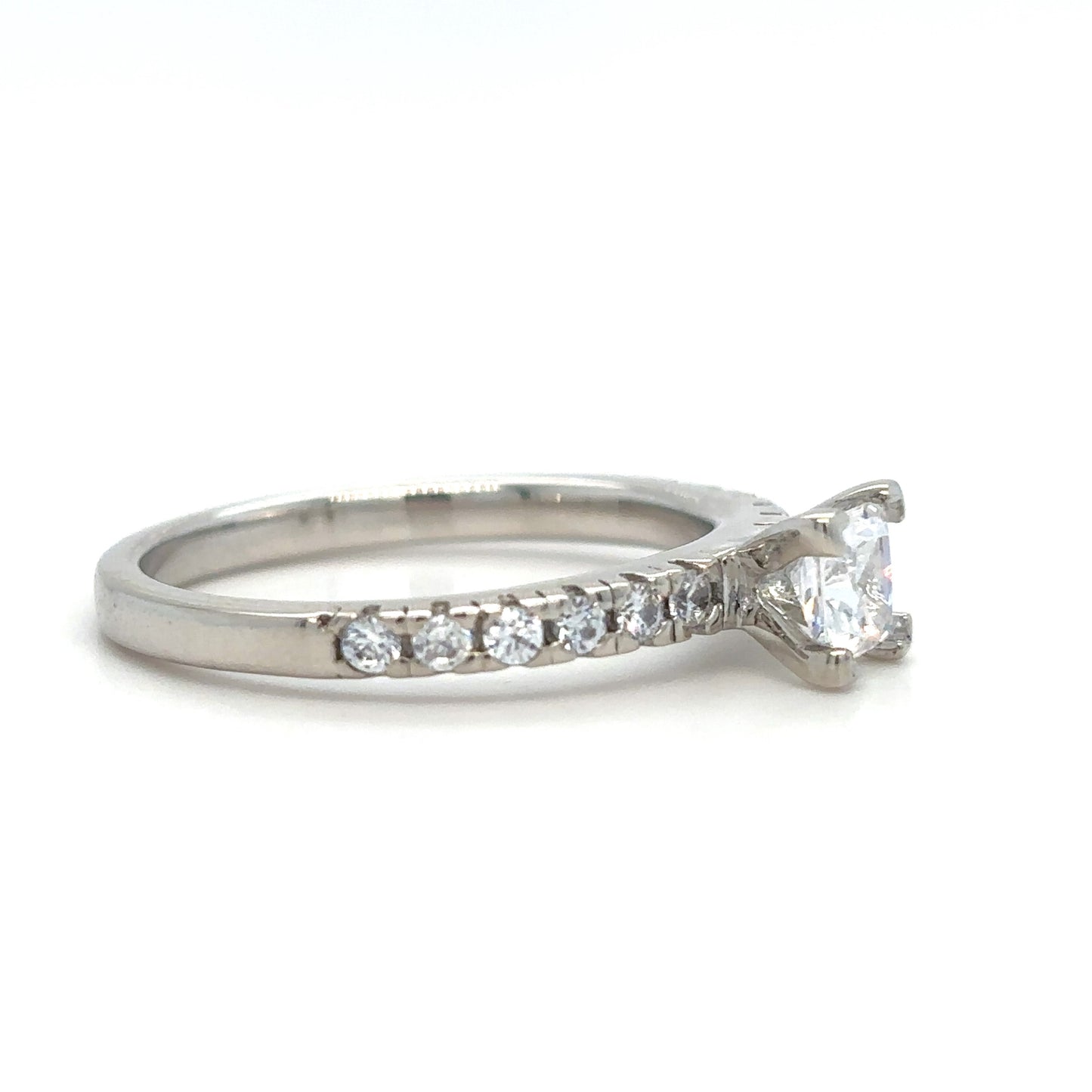 Carla - " 0.75ct " Princess Solitaire in 18k with Pave Band (Ready) - Prime & Pure