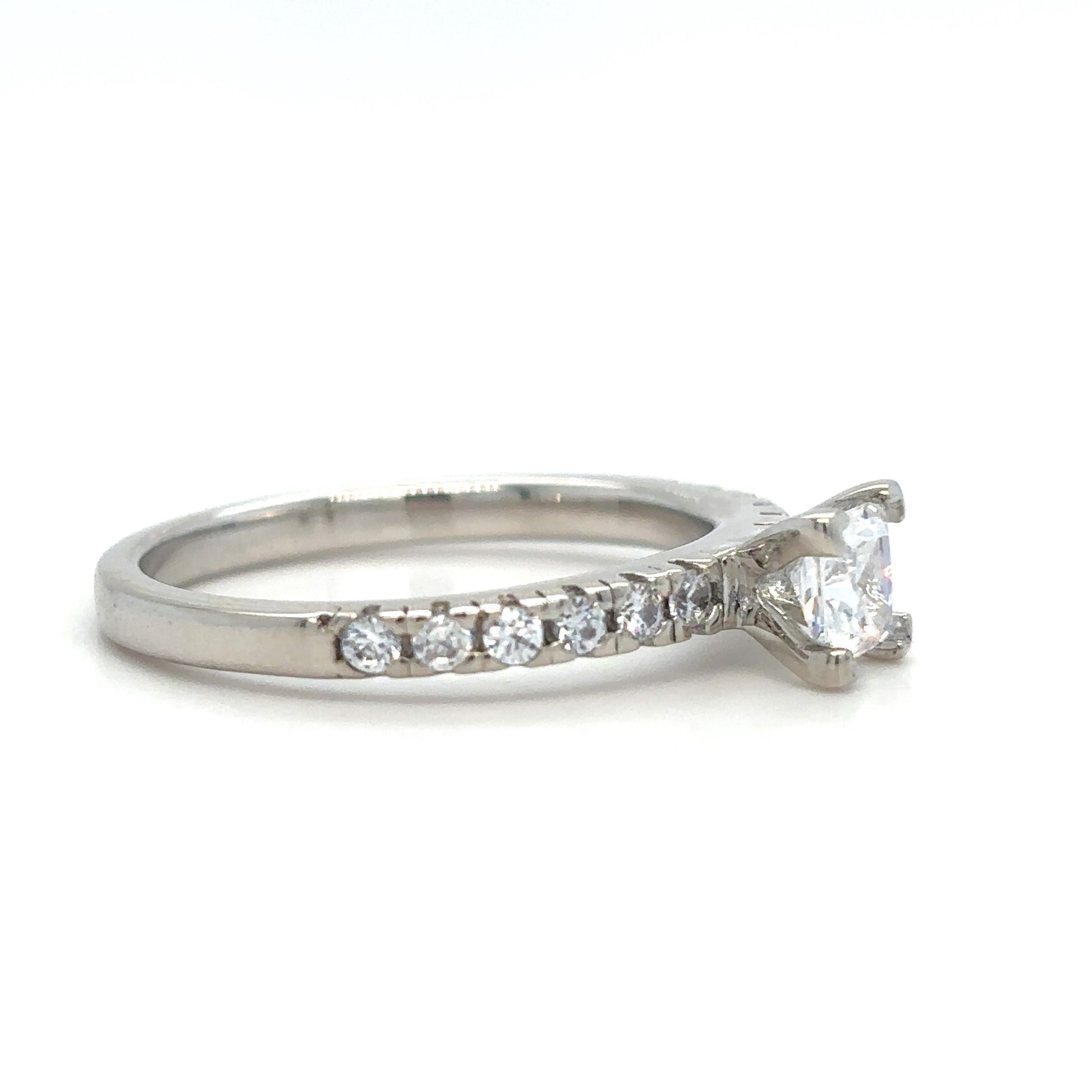 Carla - " 0.75ct " Princess Solitaire in 18k with Pave Band (Ready) - Prime & Pure