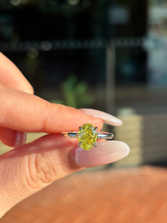 Al'mira – " 2ct " Fancy Yellow Oval Diamond Solitaire in 18k Gold With Hidden Halo (Ready) - Prime & Pure