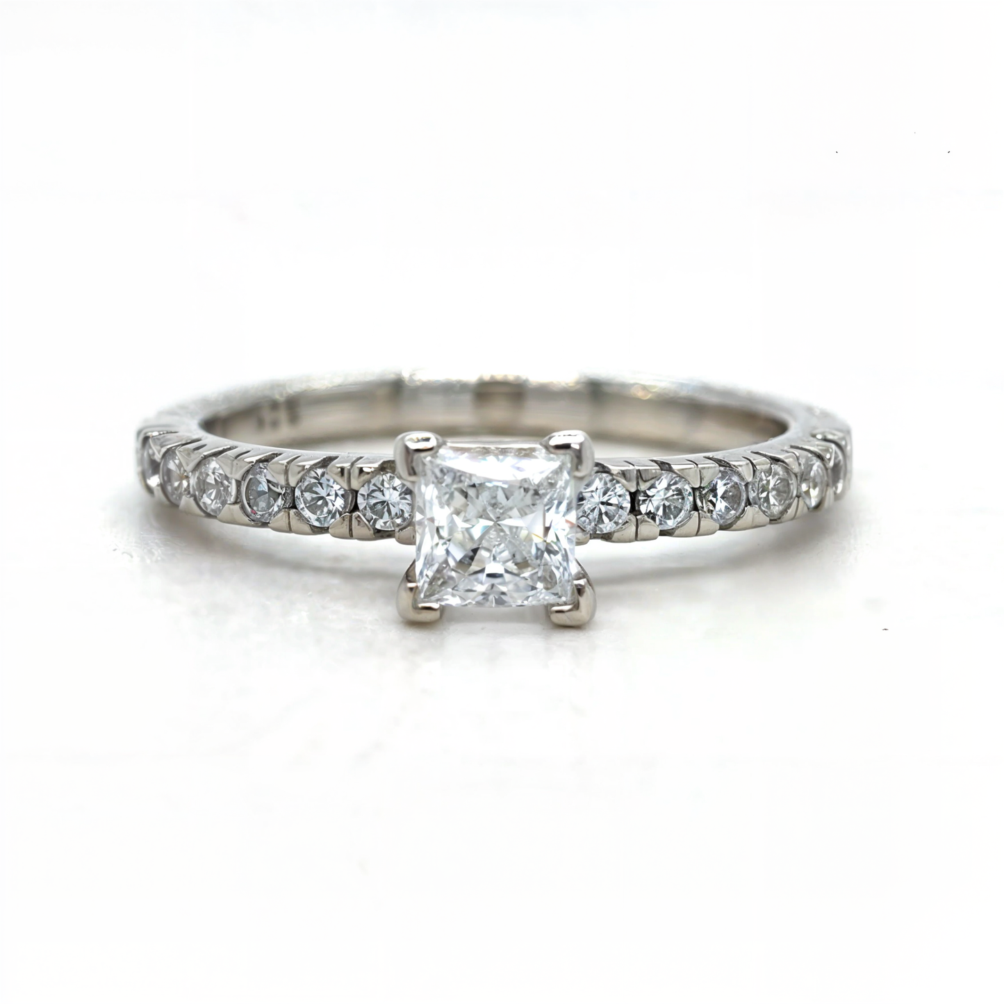 Carla - " 0.75ct " Princess Solitaire in 18k with Pave Band (Ready) - Prime & Pure
