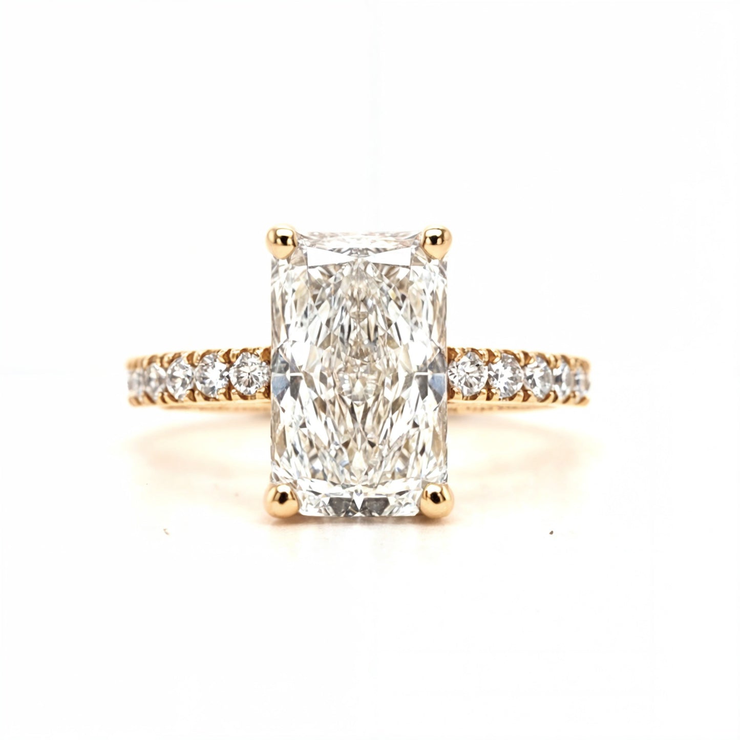 Lyla – " 1.5ct " Radiant Solitaire in 18k Gold with Hidden Halo and Pavé Band - Prime & Pure