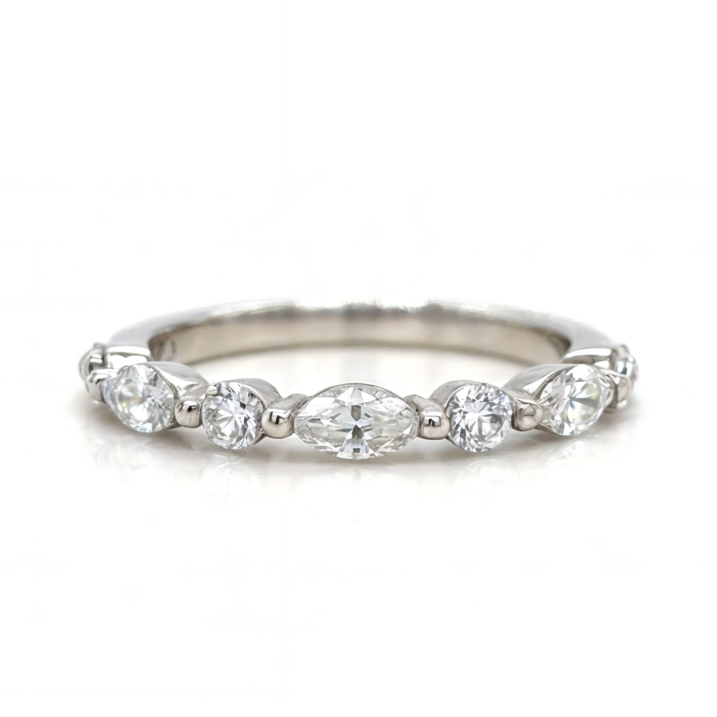 Betty - Round and Marquise Accent Stones Wedding Ring - Prime & Pure