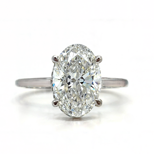 Kahla – " 2.02ct " Oval Solitaire in 18k with Hidden Halo Plain Band - Prime & Pure