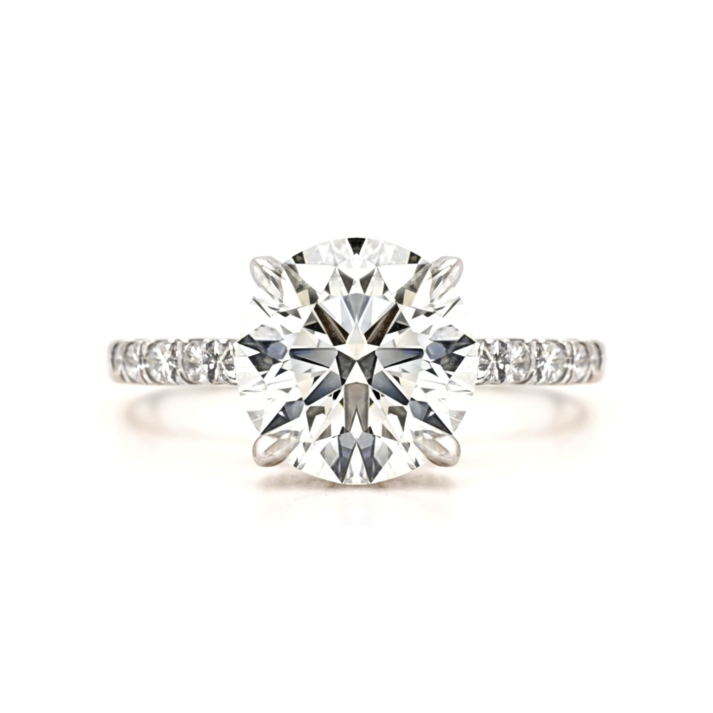 Sasha – " 4ct " Round Solitaire in 18k Gold with Hidden Halo and Pavé (Ready) - Prime & Pure