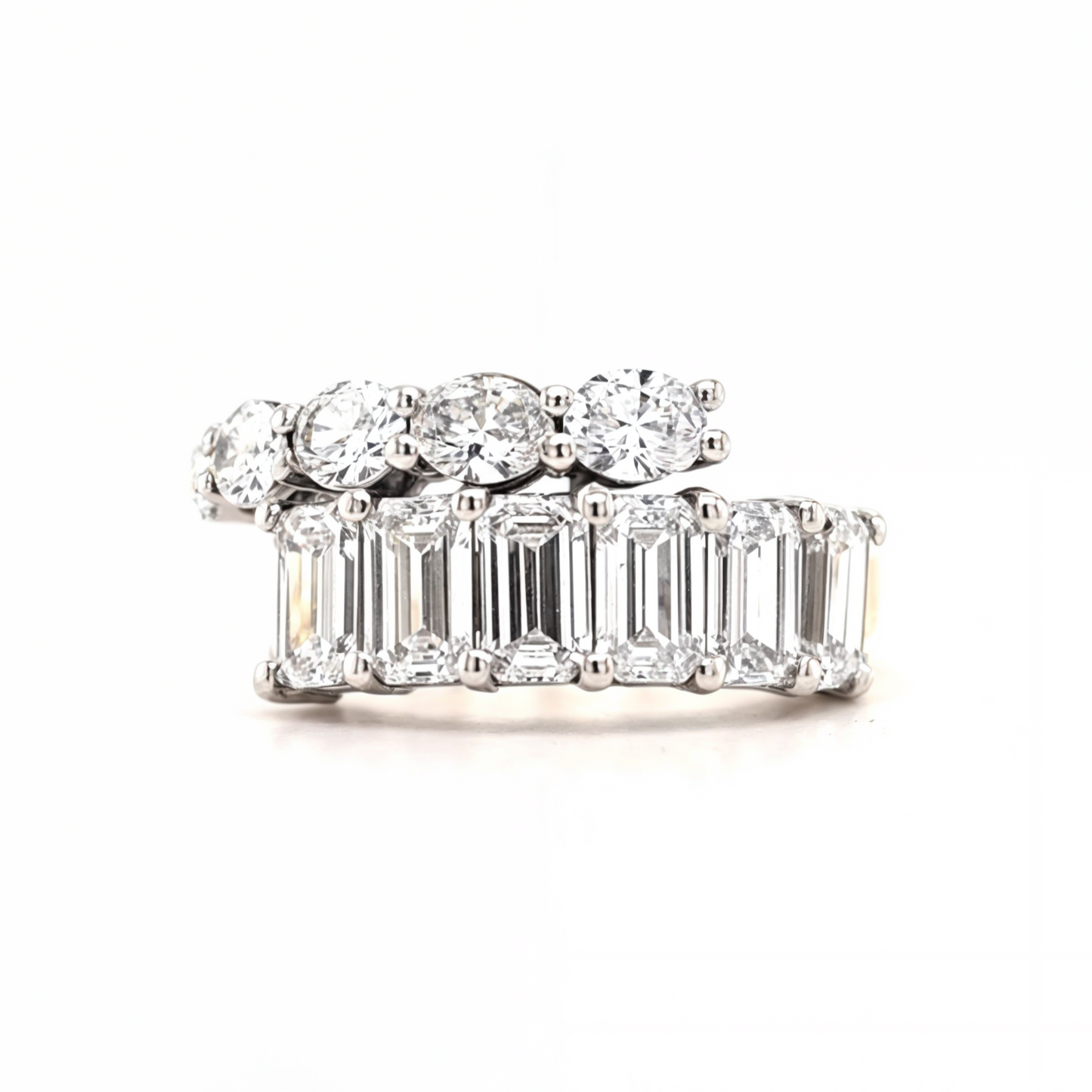 Monet - Oval and Emerald Diamonds Half Eternity Ring - Prime & Pure