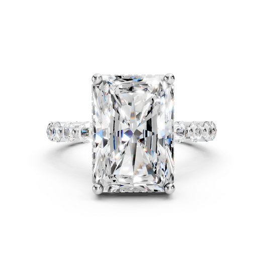 Anita – Radiant Solitaire with Round Side Stones and hidden halo