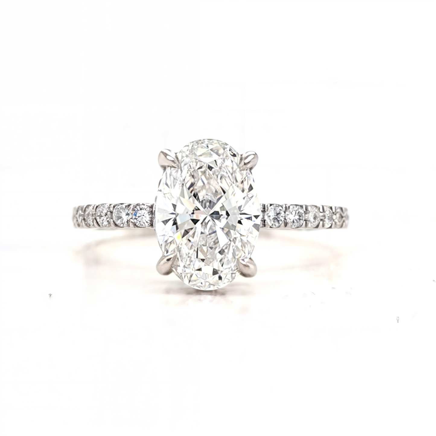 Hailey – " 2.5ct " Oval Solitaire in 18k with Hidden Halo and Pavé (Ready) - Prime & Pure