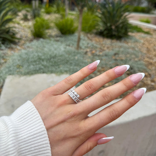 Monet - Oval and Emerald Diamonds Half Eternity Ring - Prime & Pure