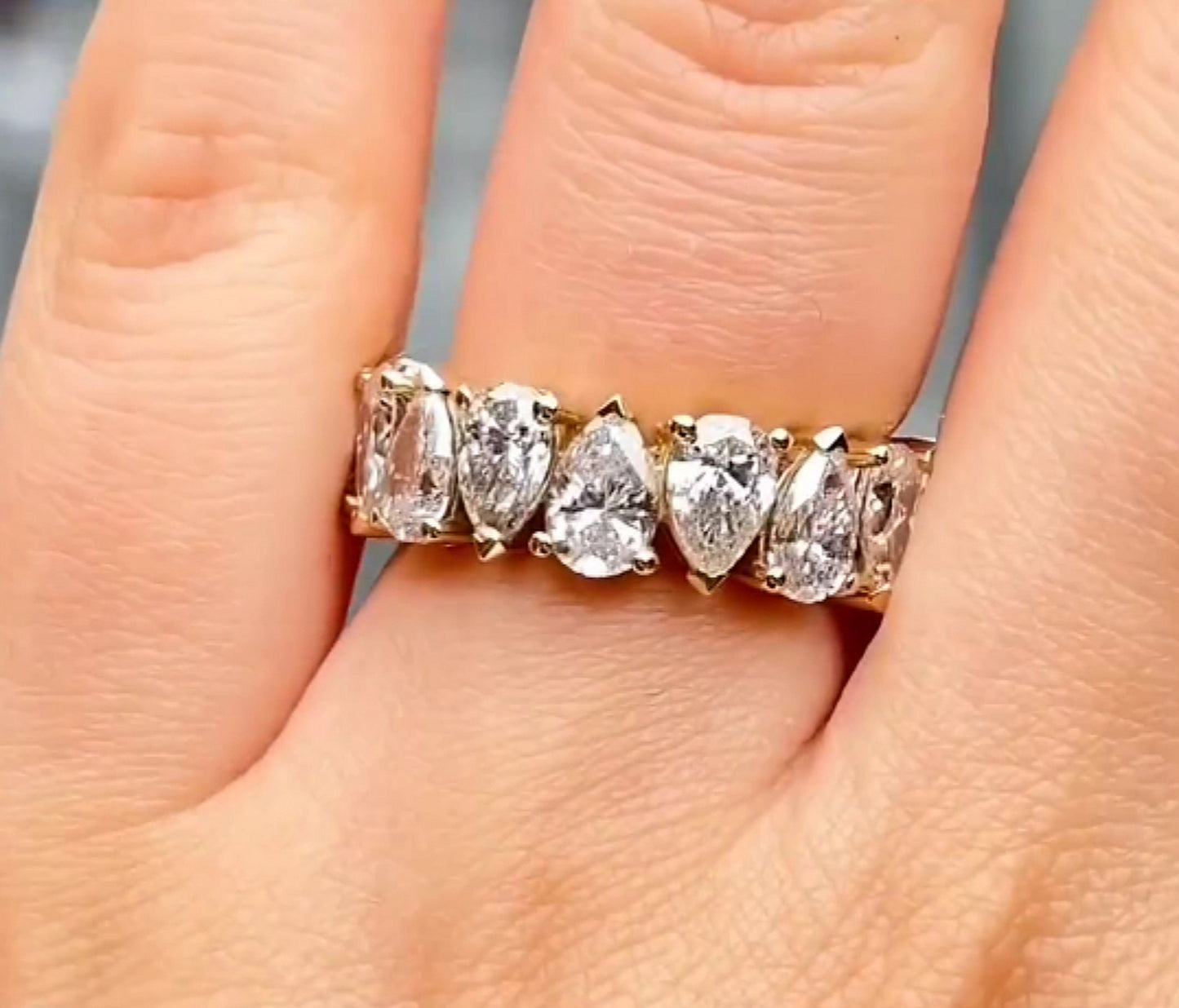 Cindy - 6.4ct Pear Cut Eternity Ring - Prime & Pure