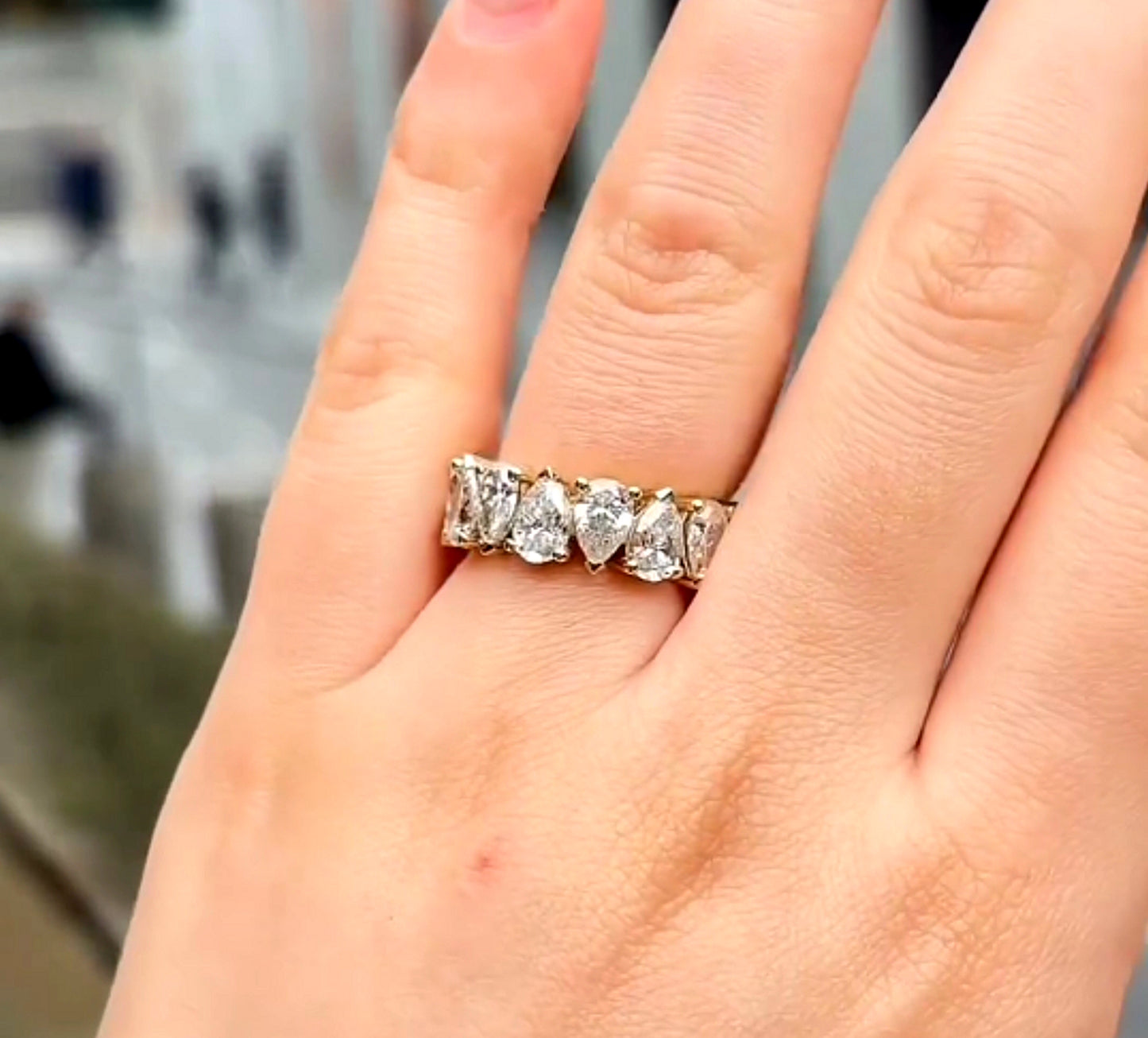 Cindy - 6.4ct Pear Cut Eternity Ring - Prime & Pure