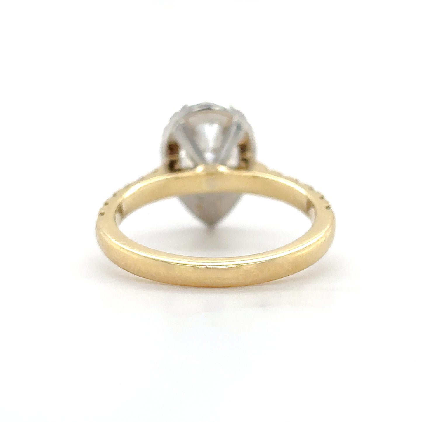 Lauria - " 2ct " Pear Solitaire in 18k Gold with Halo and Pavé Band (Ready) - Prime & Pure