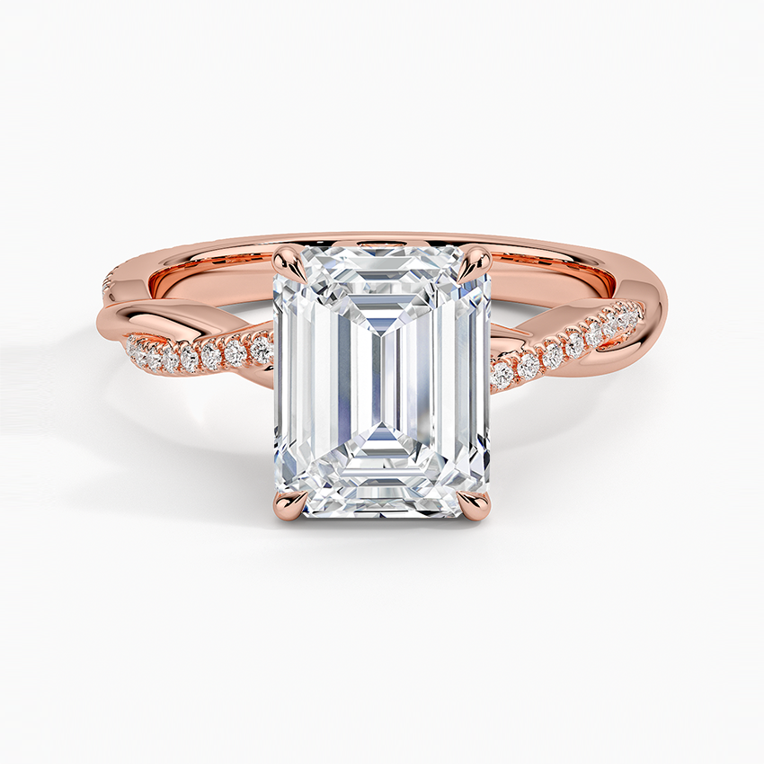 Emerald Cut Diamond Twisted Pave Band Ring - Prime & Pure