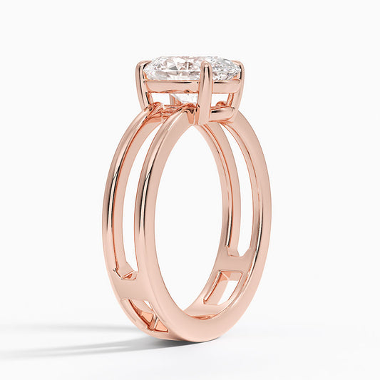 Oval Cut Diamond Double Band Solitaire Ring - Prime & Pure