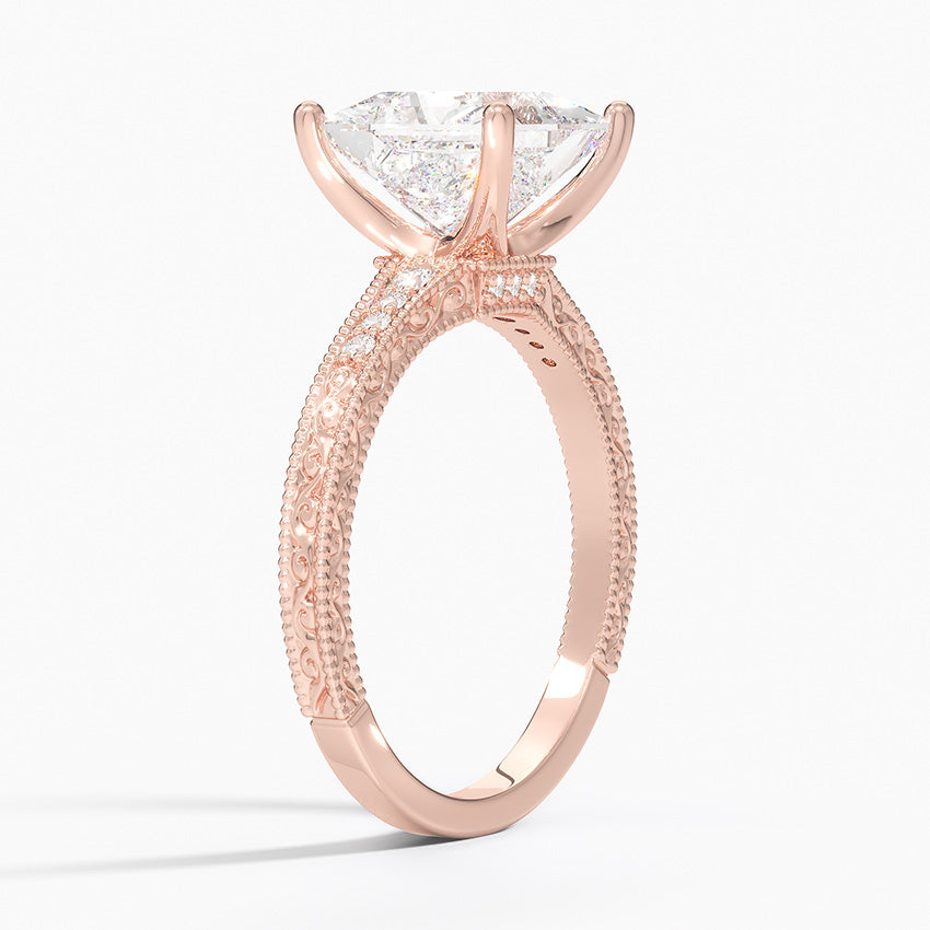 Classy Engraved Diamond Ring Princess Top - Prime & Pure