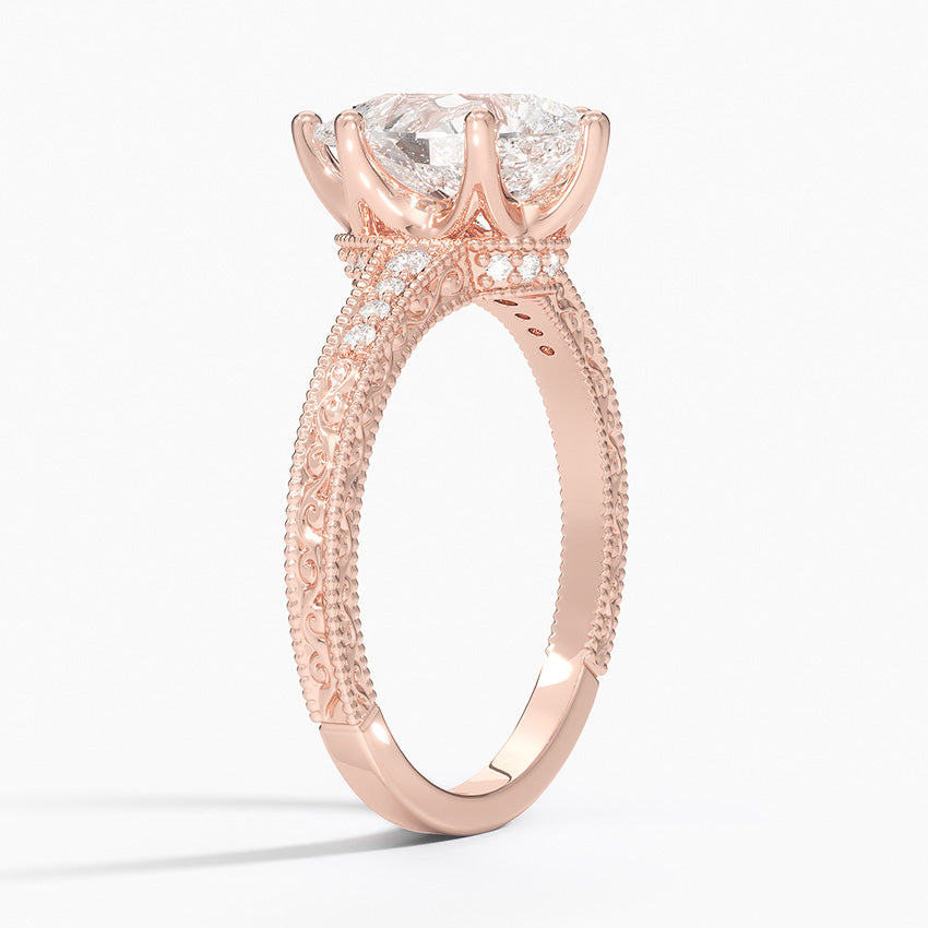 Classy Engraved Diamond Ring Pear Top - Prime & Pure