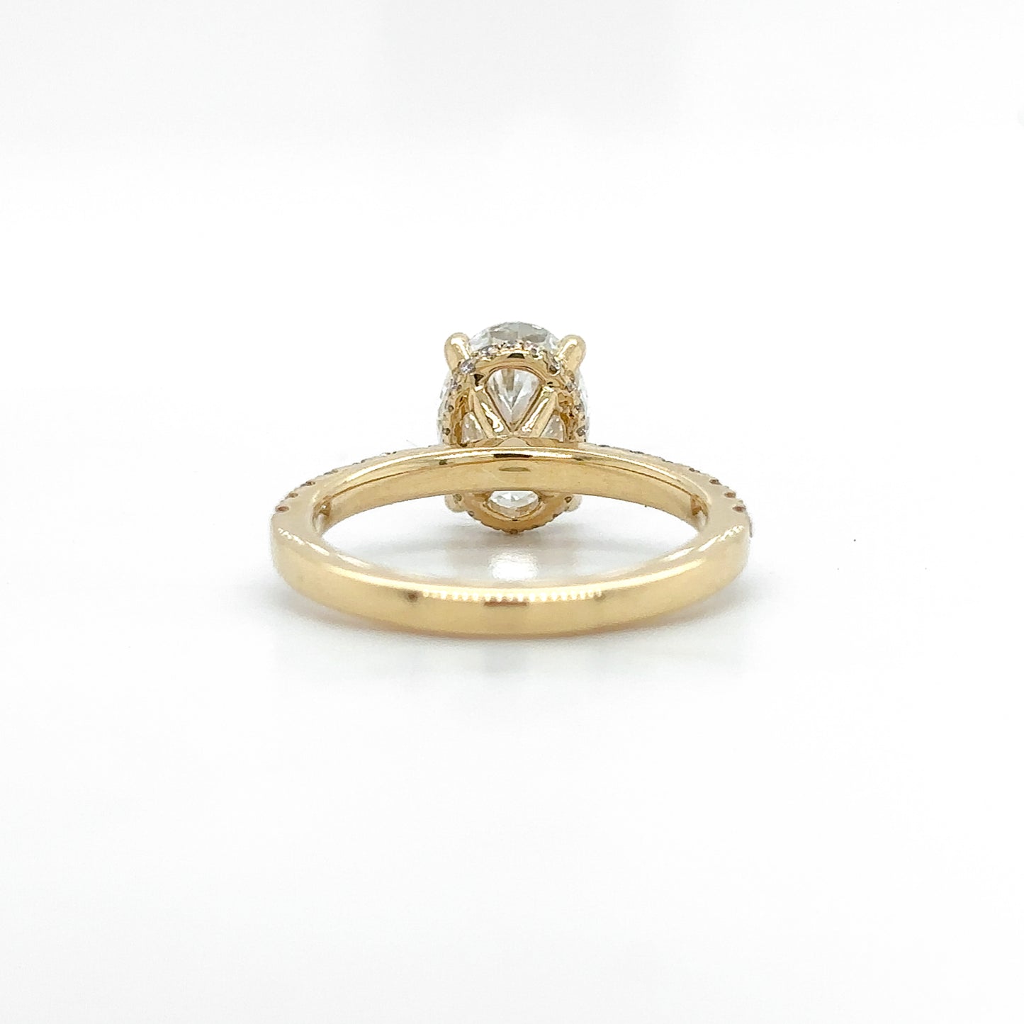 Bella – " 2ct " Oval Solitaire in 18k Gold with Hidden Halo and Pavé Band (Ready) - Prime & Pure