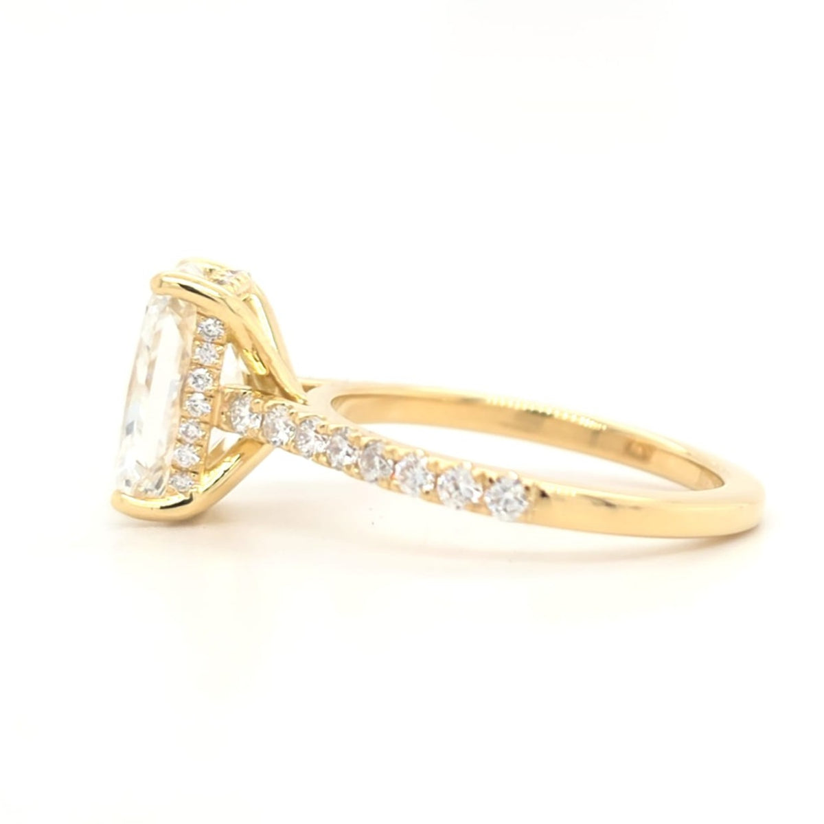Hallie – Radiant Solitaire with Hidden Halo and Pavé Cathedral Style Band