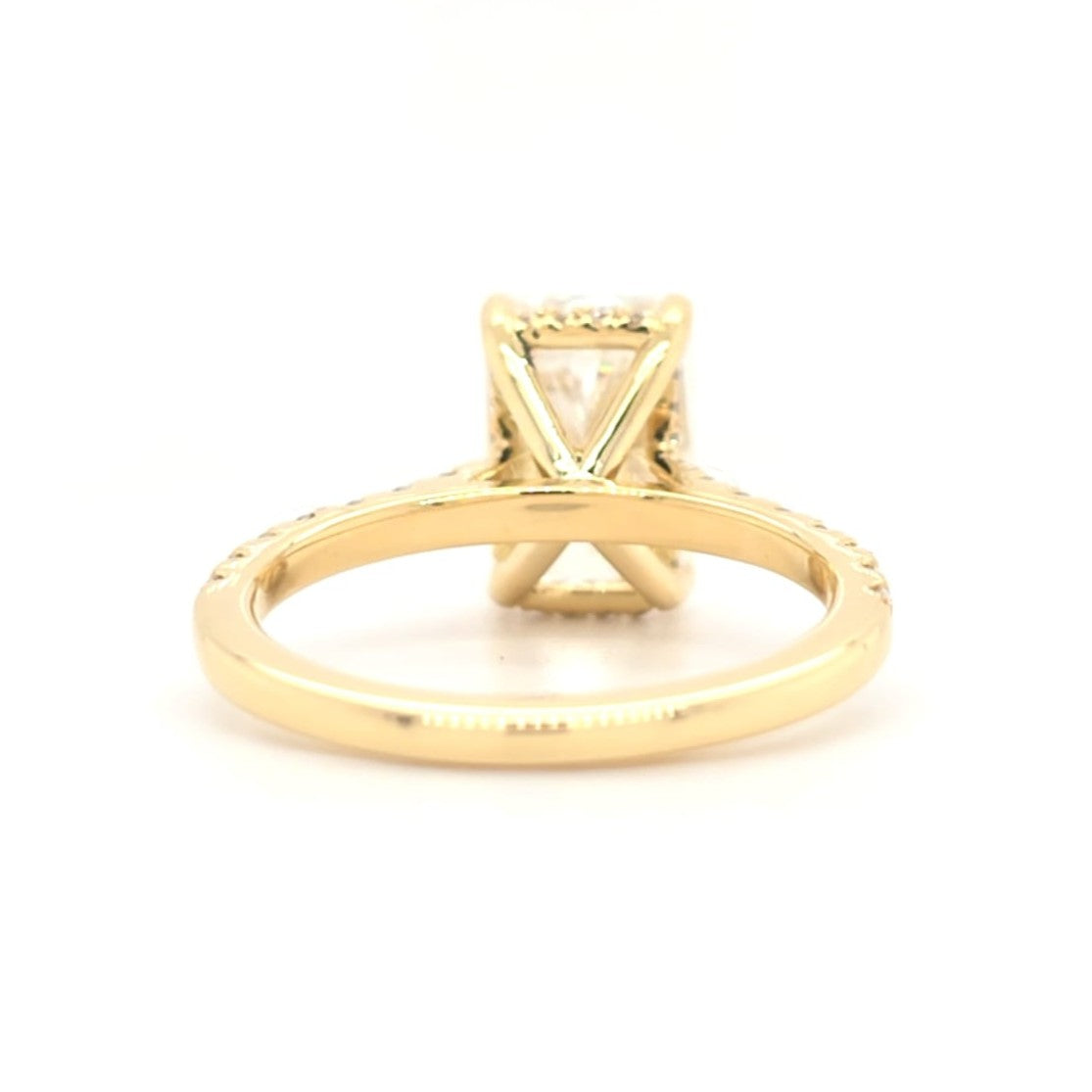 Hallie – Radiant Solitaire with Hidden Halo and Pavé Cathedral Style Band