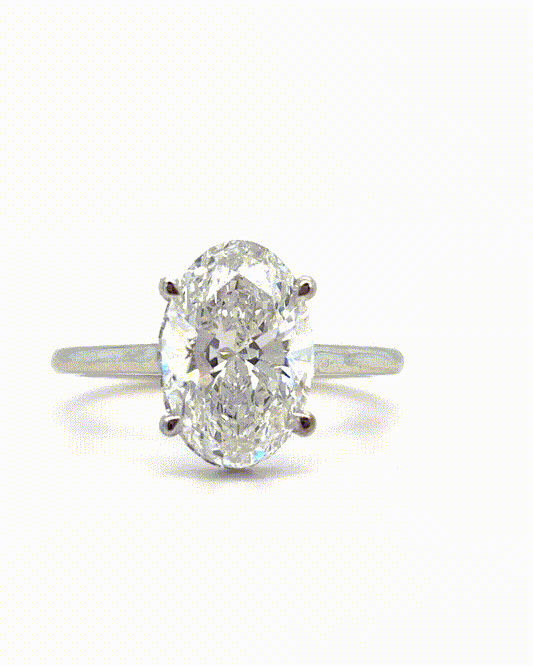 Kahla – " 2.02ct " Oval Solitaire in 18k with Hidden Halo Plain Band - Prime & Pure