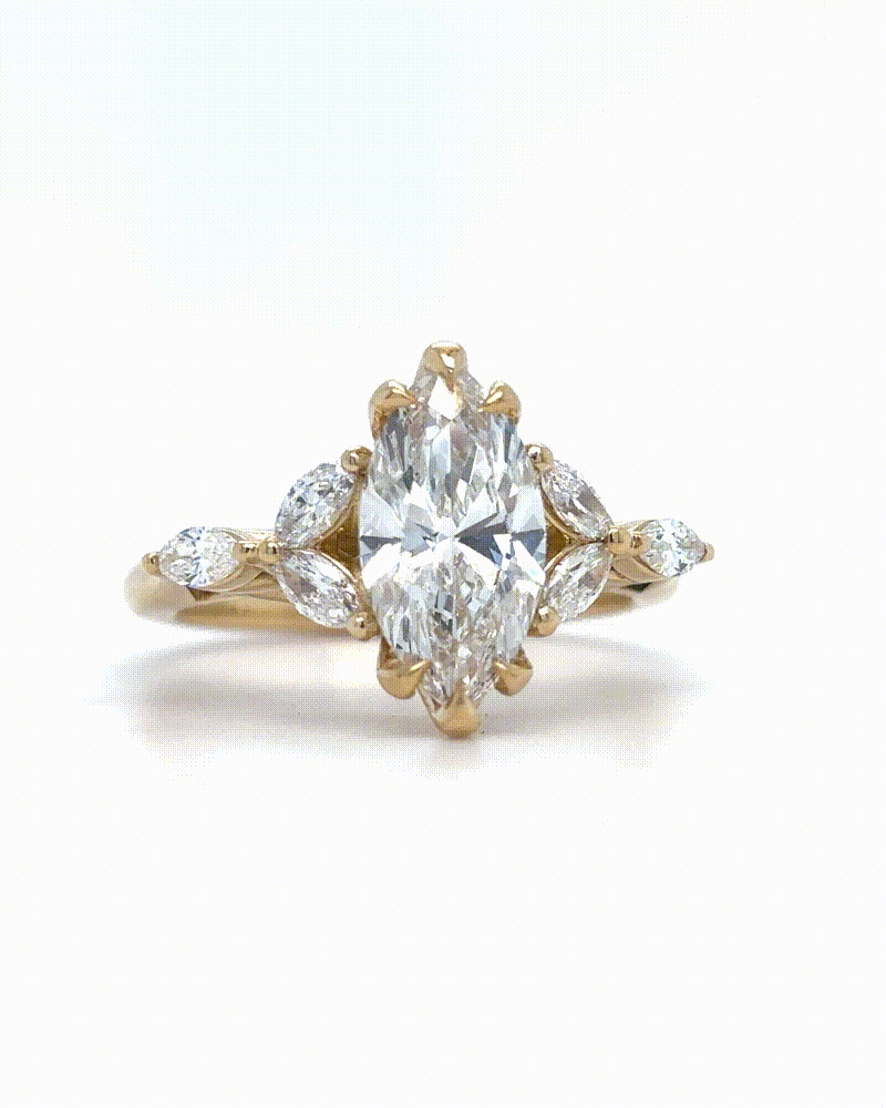 Molly – " 3ct " Marquise Solitaire with 3 Marquise Diamonds on each side (Ready) - Prime & Pure
