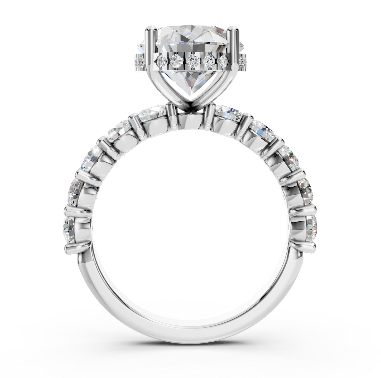 Sophia – Oval Solitaire with 0.1 ct Round Side Stones and hidden halo