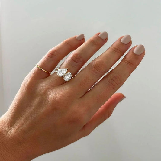 Tima – Toi et Moi Ring Pear cut and Oval cut Engagement Ring - Prime & Pure