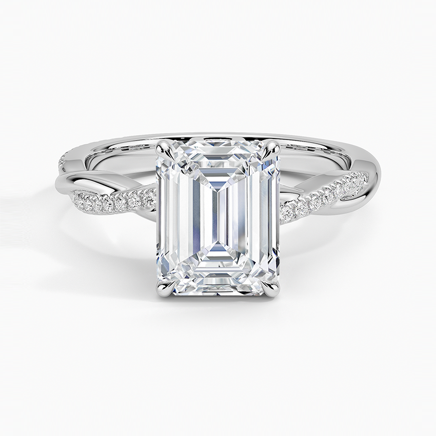 Emerald Cut Diamond Twisted Pave Band Ring - Prime & Pure