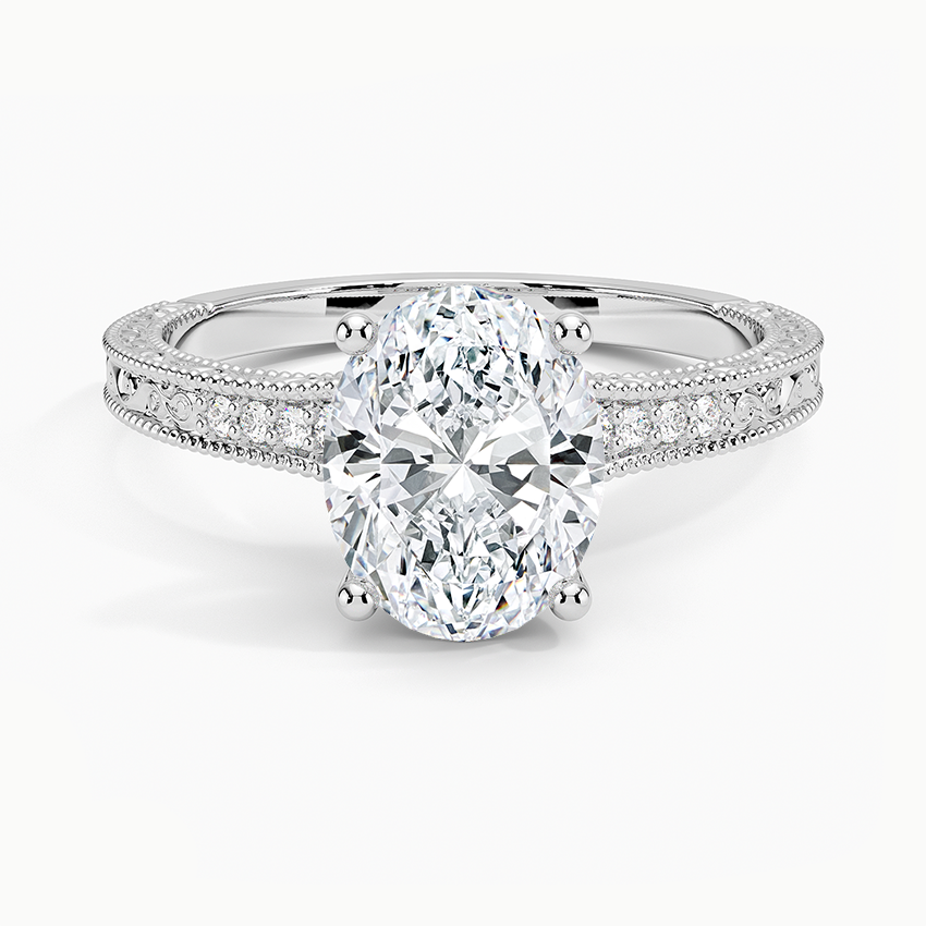 Classy Engraved Diamond Ring Oval Top - Prime & Pure