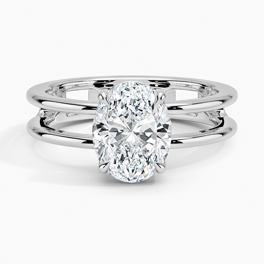 Oval Cut Diamond Double Band Solitaire Ring - Prime & Pure