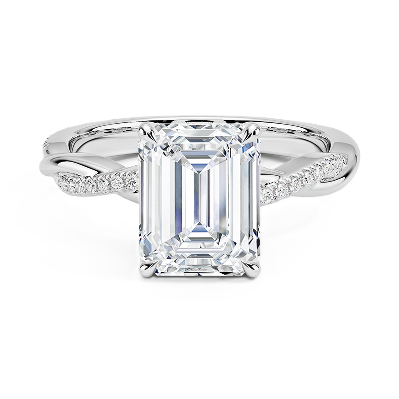 Emerald Cut Diamond Twisted Pave Band Ring - Prime & Pure