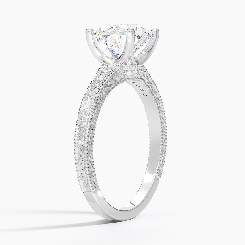 Classy Engraved Diamond Ring Round Top - Prime & Pure