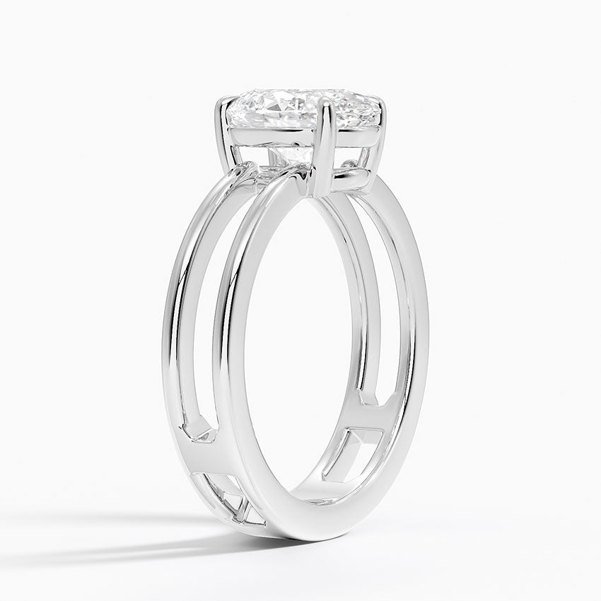 Oval Cut Diamond Double Band Solitaire Ring - Prime & Pure