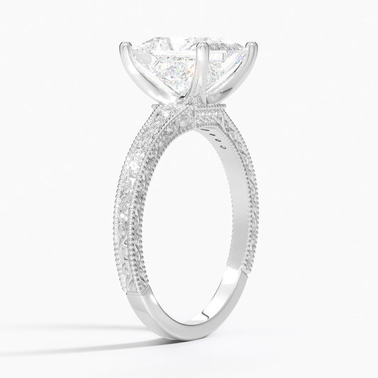 Classy Engraved Diamond Ring Princess Top - Prime & Pure