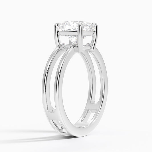 Cushion Cut Diamond Double Band Solitaire Ring - Prime & Pure