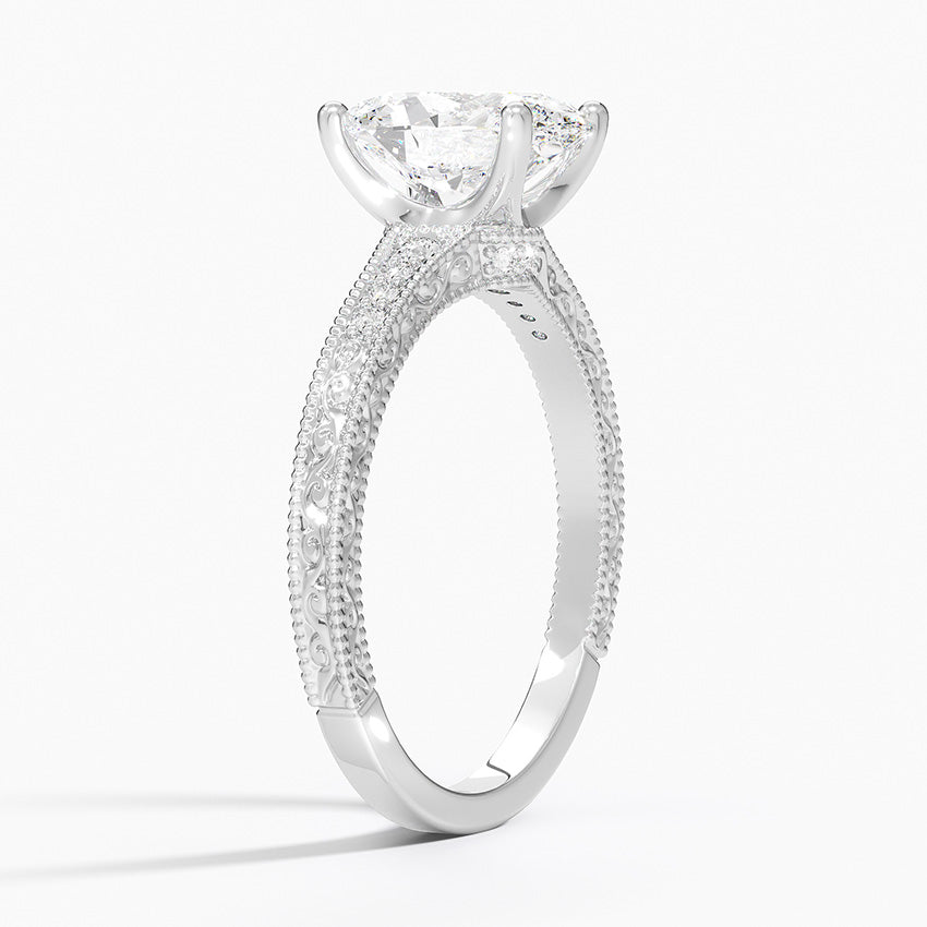 Classy Engraved Diamond Ring Oval Top - Prime & Pure