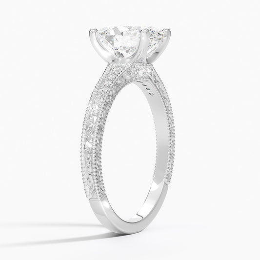Classy Engraved Diamond Ring Oval Top - Prime & Pure