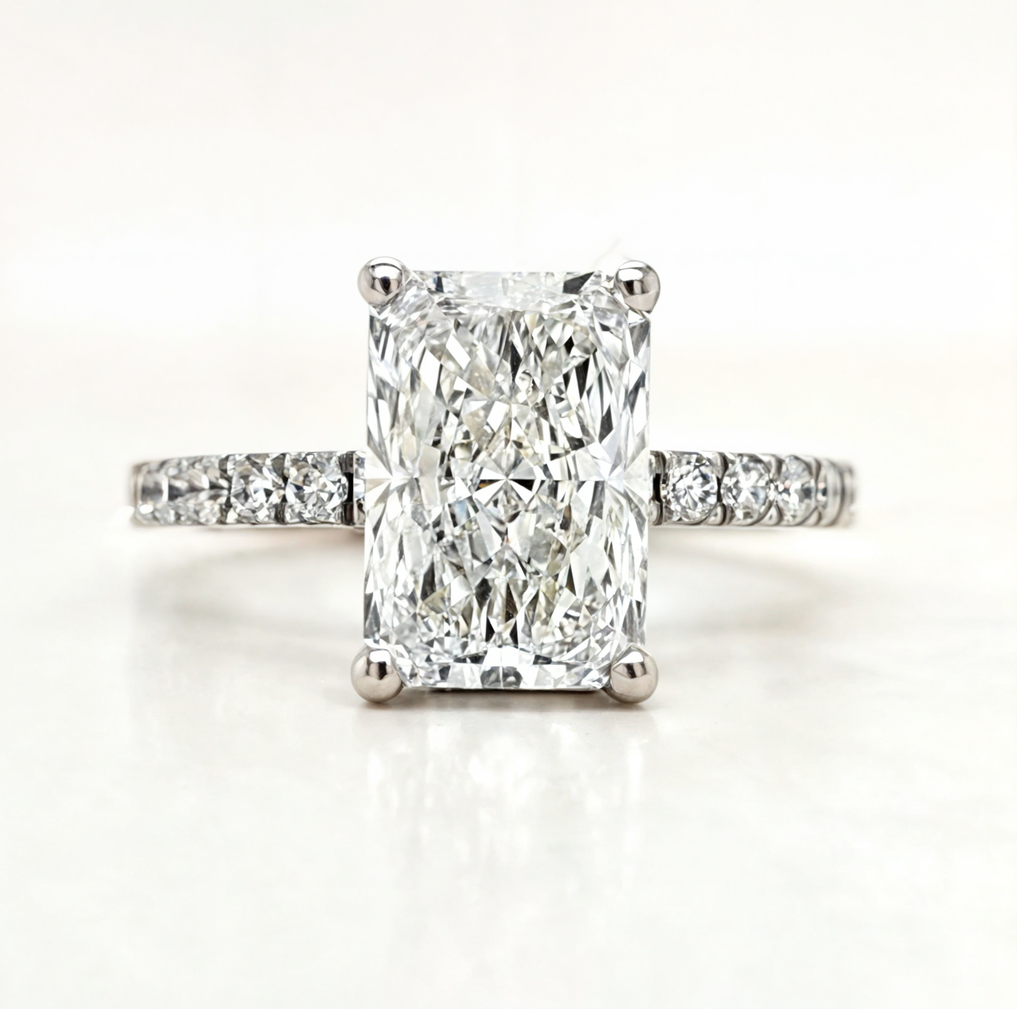 Casey – Radiant Solitaire with Hidden Halo and Pavé Band - Prime & Pure