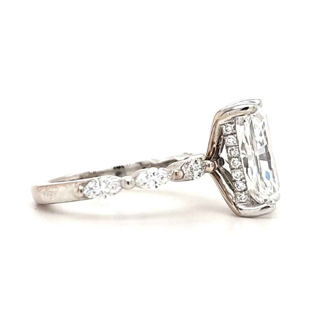Joseline – " 3.02ct " Radiant Solitaire in 18k Gold with Marquise Side Diamonds & Hidden Halo - Prime & Pure