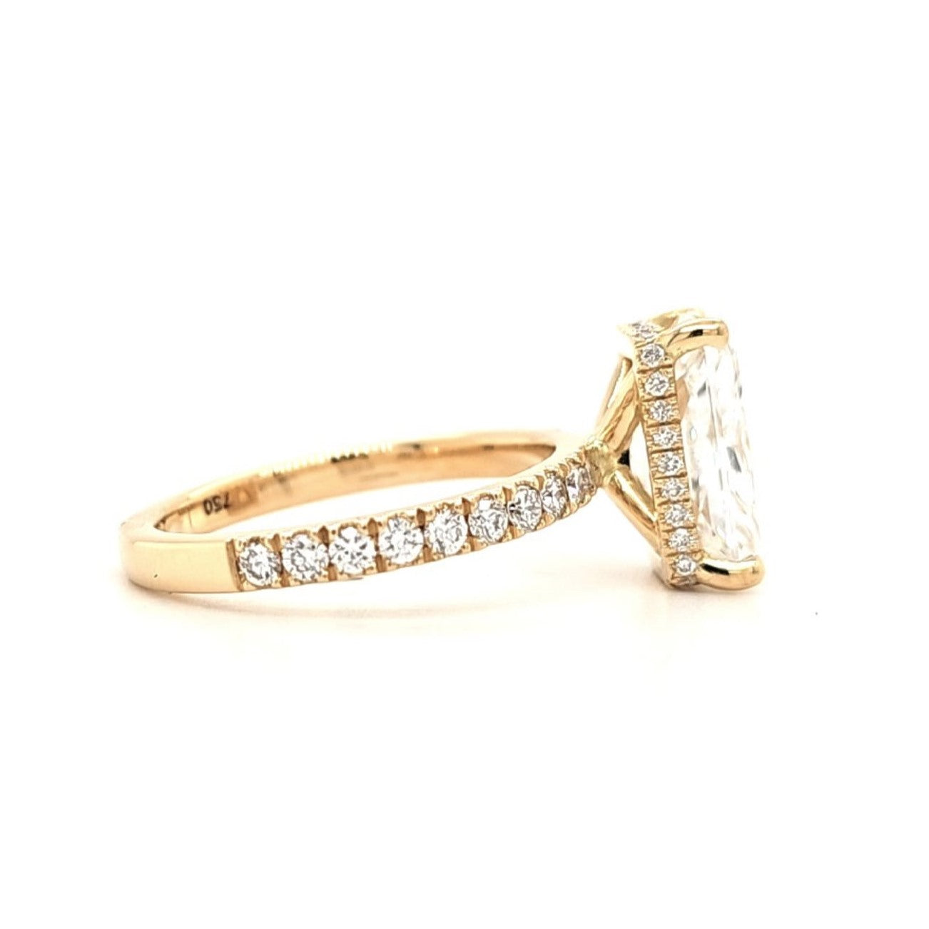 Lyla – " 1.5ct " Radiant Solitaire in 18k Gold with Hidden Halo and Pavé Band - Prime & Pure