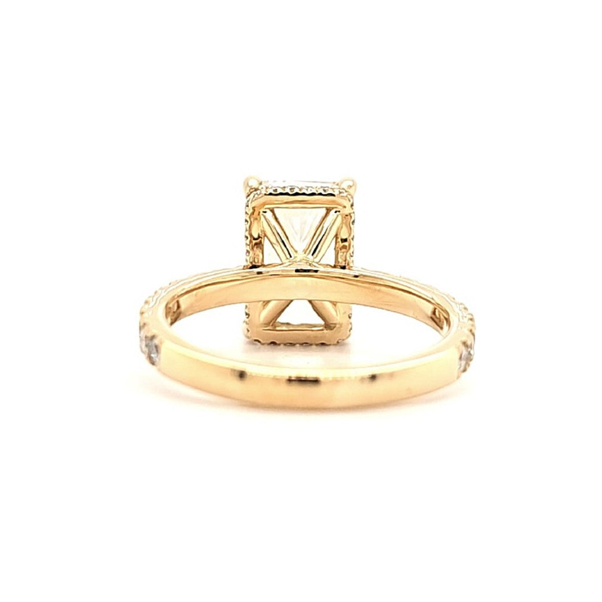 Lyla – " 1.5ct " Radiant Solitaire in 18k Gold with Hidden Halo and Pavé Band - Prime & Pure