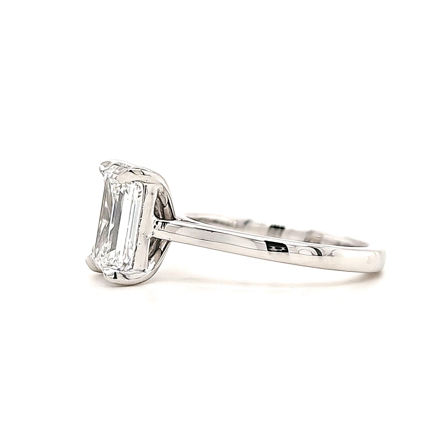 Liberty – " 4ct " Emerald Cut Solitaire in 18k Gold 4 Claw Plain Band (Ready) - Prime & Pure